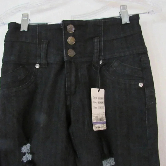 NWT HECTIK NATALIA Distressed Black Skinny Jeans 0 - Picture 2 of 6